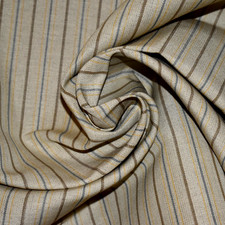 BEIGE w/ BLUE BROWN YELLOW STRIPES Indoor/Outdoor Fabric 44.5" x 60" LG REMNANT