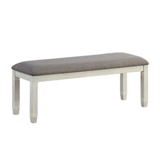 Dining Bench with Padded Seat and Wooden Frame, 48" W Entryway Bench, Gray Te...