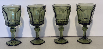 Vtg Fostoria Virginia Green Juice Glasses Goblets 6'' Set Of 4