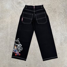 Vintage Jnco Flamehead Baggy Skater Wide Leg Jeans Patch  pattern Boys Size 16