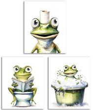 GMLXCX Funny Frog Bathroom Decor Wall Art, Cute Frog Sitting 8x10in Unframed D