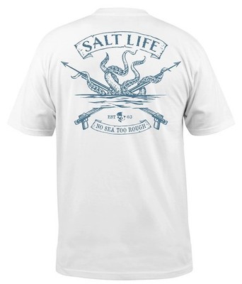 SALT LIFE MEN'S  OCTOPUS SPEAR TEE COLOR WHITE