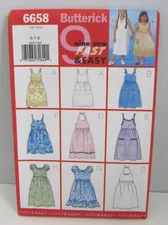 Butterick 9 Sew Fast & Easy Dress w/Variations 3709 Girls' 6, 7, 8 Pattern Uncut