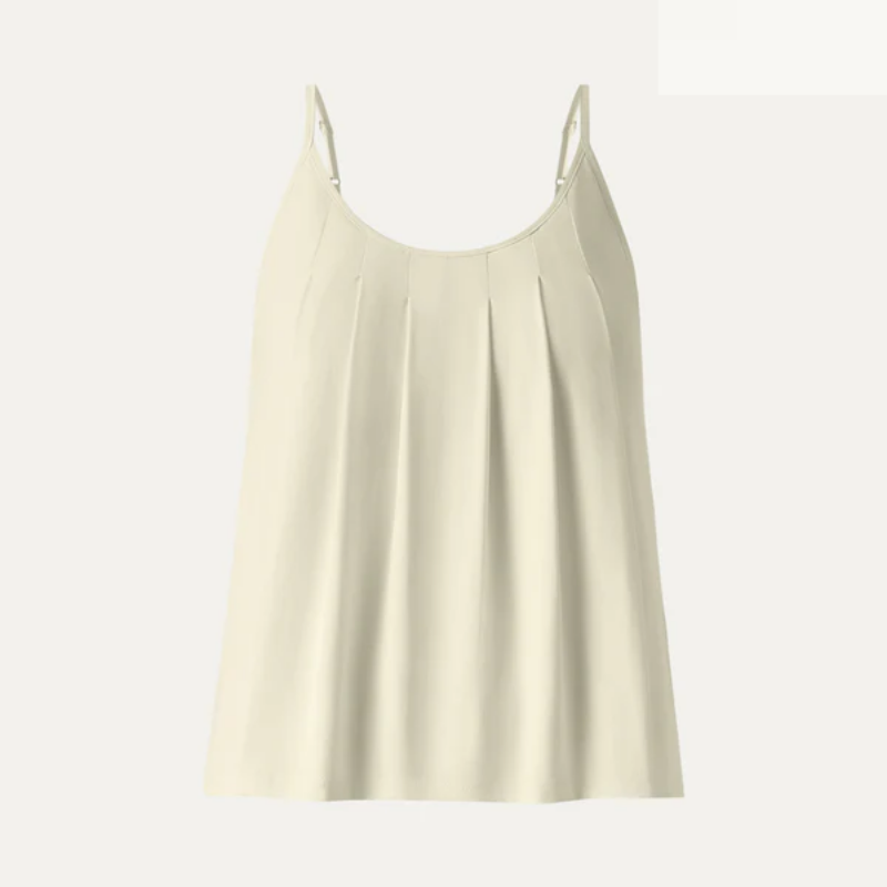 OGL U-Neck Pleated Spaghetti Bra Tank – Pale Yellow