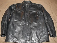 Macys Perry Ellis Portfolio Leather Jacket Lambskin Collar Button Jacket Medium