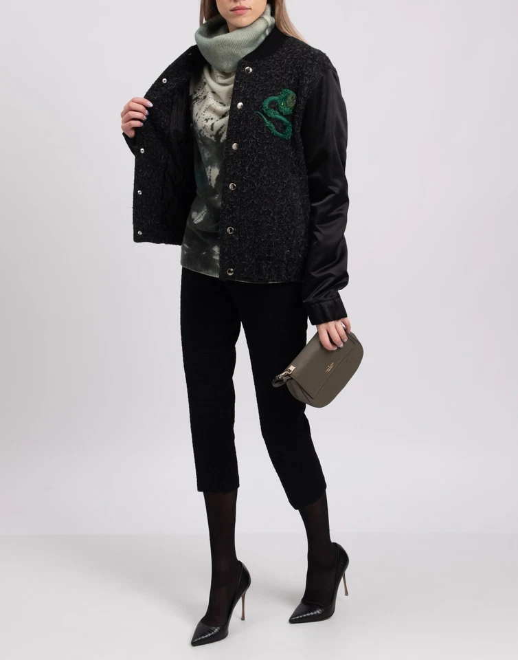 RRP€899 AU JOUR LE JOUR Bomber Jacket IT48 US12 UK16 XXL Alpaca & Wool Blend - Image 2 of 4