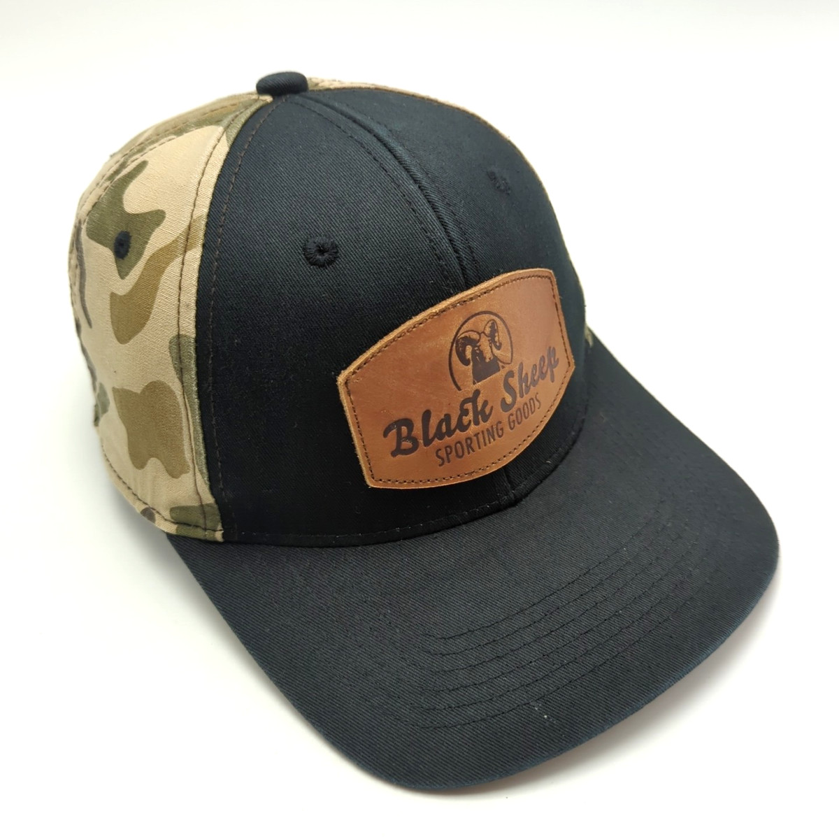 Black Sheep Sporting Goods hat black and camouflage adjustable snapback cap