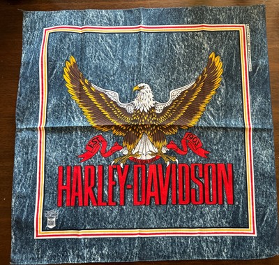 Vintage Harley Davidson Motorcycle Bandana Spread Eagle USA Made Handkerchief