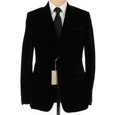 Brioni NWT Dinner Jacket Peak Lapel Size 48R US 38R in Solid Black Velvet