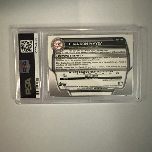 2023 Bowman Chrome Prospects Brandon Mayea BCP188 RC 1st Bowman PSA 10 82753656 - Picture 6 of 6