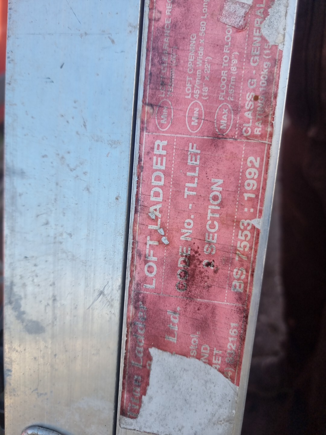 Aluminium 2 Section Loft Ladder with Brackets And Locks 2.7m FLOOR TO