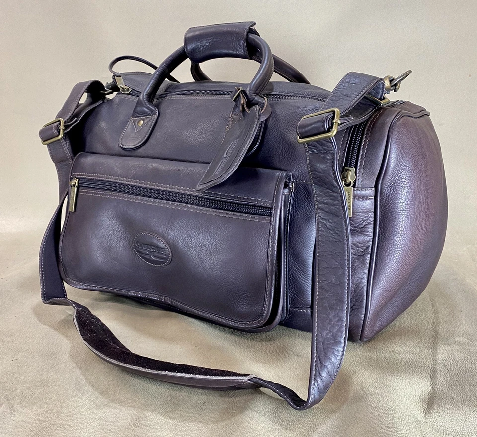 Сумка спортивная Claire Chase бордовая колумбийская кожаная 19 дюймов ручная кладь чемодан для выходных - Изображение 3 из 4