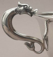 Wilkens Obstschale 830er Silber Fabelwesen Drachen Schale Hammerschlag (123)