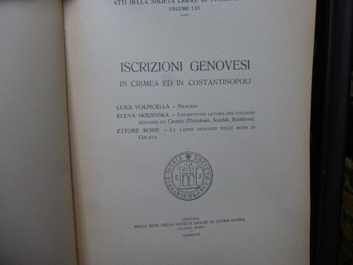Iscrizioni Genovesi in Crimea ed Constantinopoli 1928 (shelf A) - Foto 2 di 7