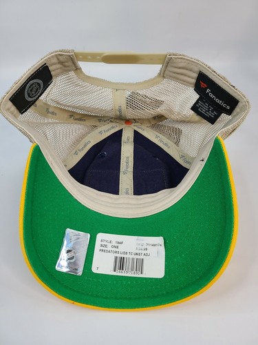 Nashville Predators Parche Logotipo Gorra NHL Azul Amarillo Malla Ajustable Sombrero a presión - Imagen 8 de 8