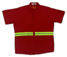 Red Kap Reflective Hi Vis Work Shirts 2 Pocket Short Sleeve Uniform Red Size XL