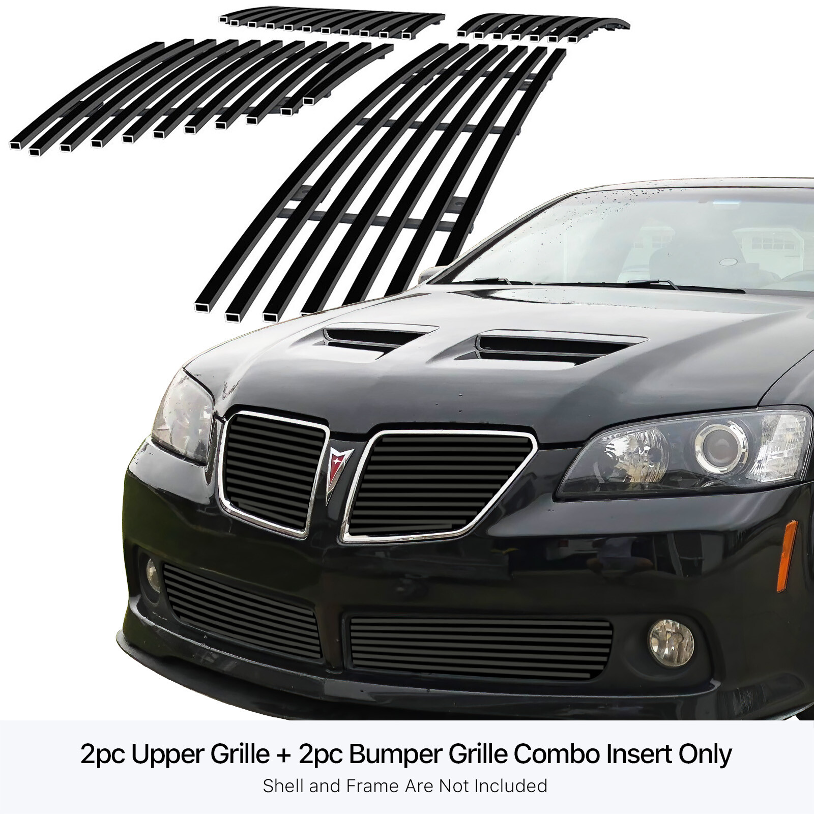 2008-2009 Pontiac G8 Black Billet Grille Insert Combo Upgrade