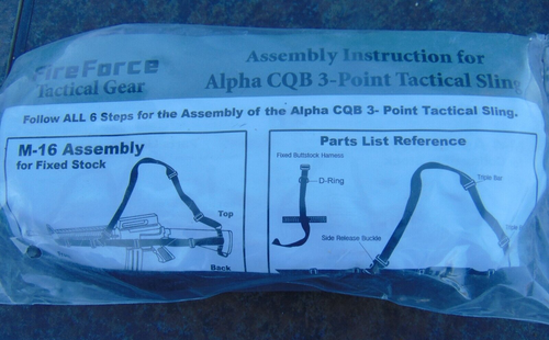 Fire Force Alpha CQB 3-point black nylon tactical sling, free shipping - Picture 4 of 5