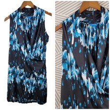 Derek Lam Bubble Dress Size Medium Silky Satin Party Blue Drape Wrap Lined