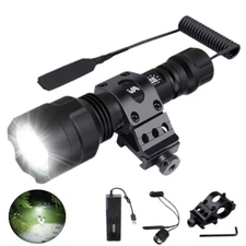 Predator LED Flashlight Torch 800 yards Hunting Night Light 20mm Picatinny Rail