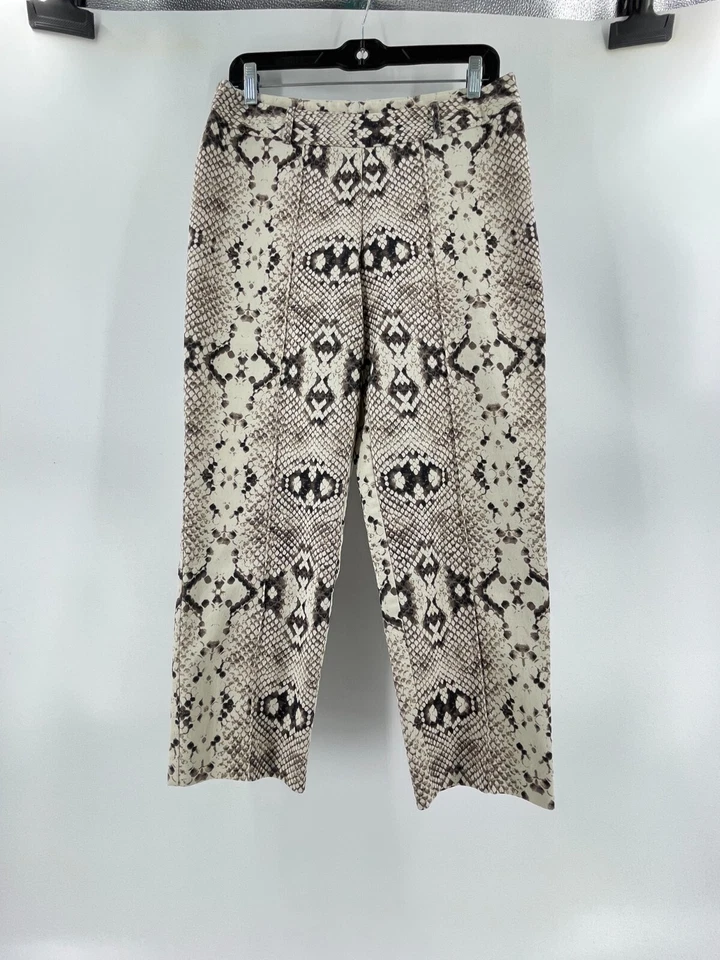 Pantalones para mujer de piel de serpiente con cremallera lateral de tiro medio frontal plano talla 8 Worthington Foto 2 de 4