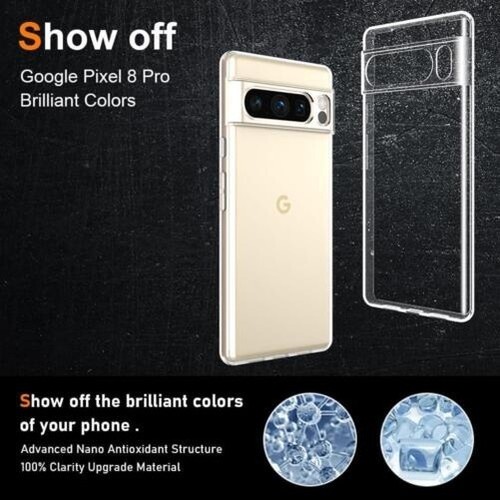 Pour Google Pixel 8 & 8 Pro Étui,Transparent Silicone Étui Téléphone & Écran - Photo 7 sur 16