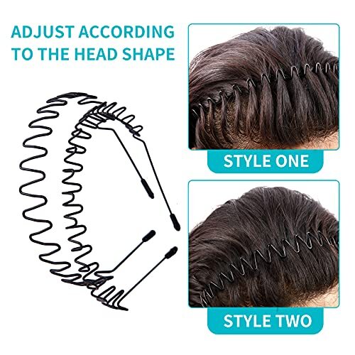 4 Pcs Wavy Headbands for Men Women's Black Metal Hair Hoop black-4 pcs - Picture 5 of 6