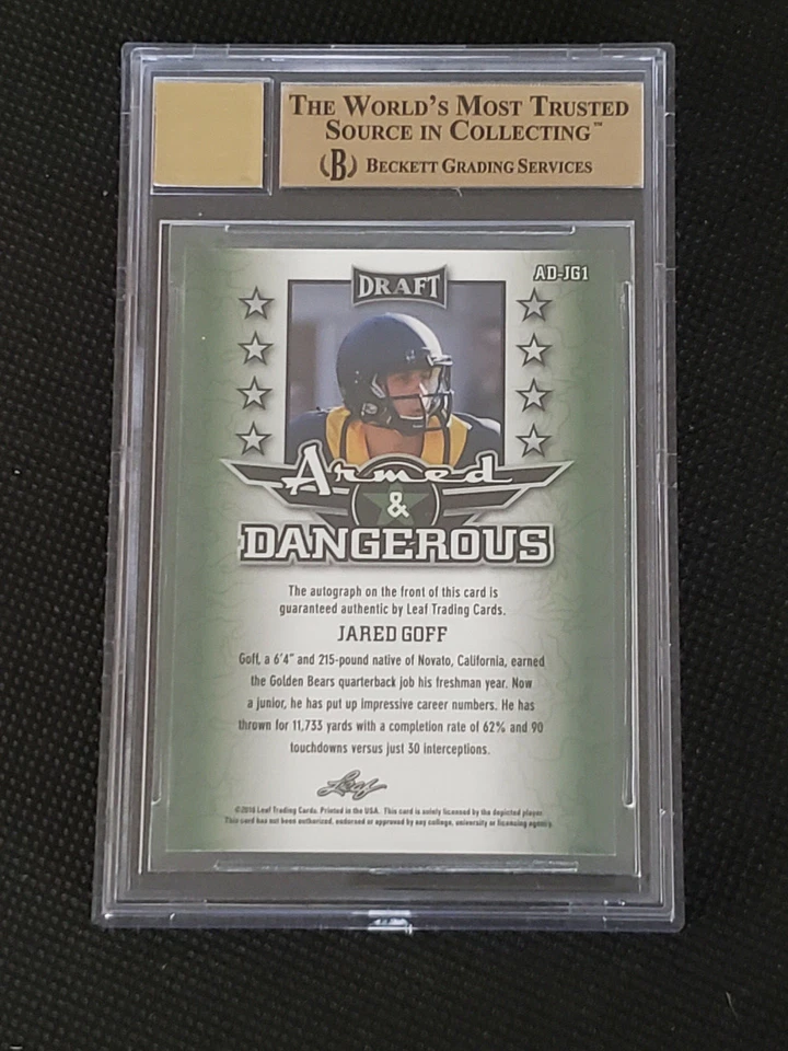 2016 Leaf Metal Draft Armed & Dangerous Jared Goff RC Auto BGS 9.5/10 Auto $289 - Image 2 of 2