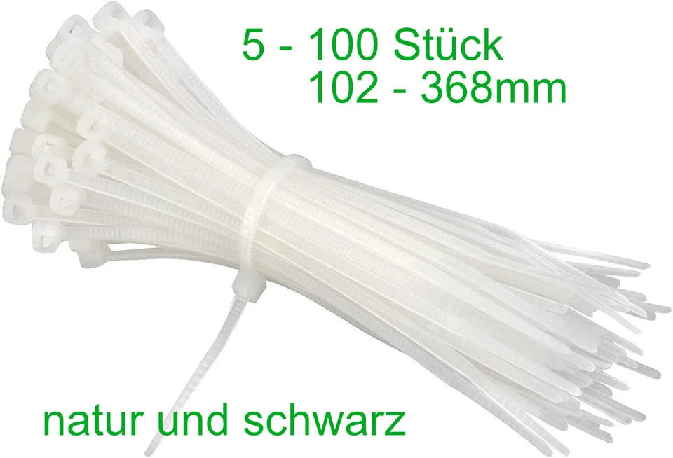 REV RITTER Kabelbinder | SCHWARZ o. NATUR | 102 - 368mm vers. Größen | 5 bis 100 Stück✅