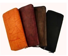RFID Blocking Leather Checkbook Cover Wallet ID Card Holder Zip Round