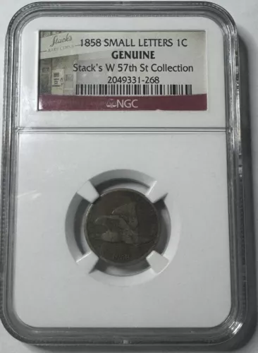 Rare 1858 (Small Letters) Flying Eagle Cent 1c NGC Stack’s W 57th St Collection