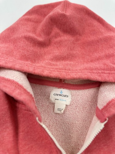Crewcuts Hoodie Sweatshirt Youth XL Coral Orange Kangaroo Pocket Full Zip J.Crew - Picture 3 of 8