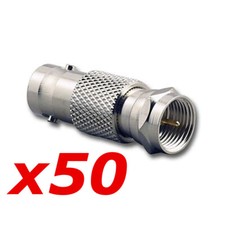 50 Pack BNC Female Jack to F-Type Male Plug Coax Adapter Radio Connector RG59/6