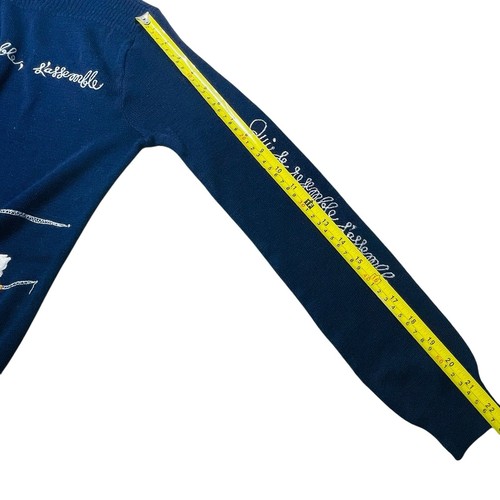 Qui Se Resemble L’Assemble Embroidered Geese Blue LS Pullover Sweater Women’s M - Picture 8 of 13