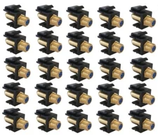 25 Pack F type Insert Keystone Coaxial Jack Connector TV Cable Adapter Black
