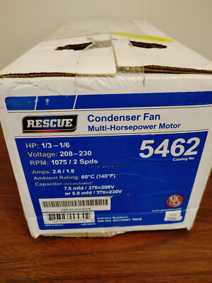 US Motors 5462 Rescue 5.6'' Condenser Fan Motor, 208-230V, 1/3-1/6 HP, 1075 RPM