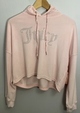 NWT Juicy Couture Women  s Long Sleeve Velour Crop Hoodie Sleepwear Top XL Pink
