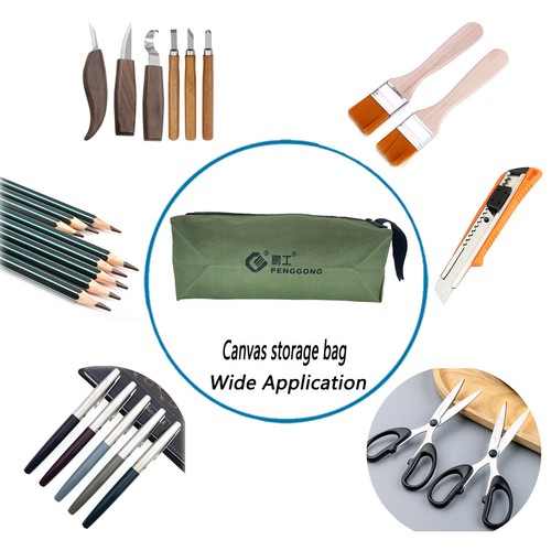 Green Canvas Tool Bag Storage Pouch with Metal Zippers easy carry Multi-Purpose - Picture 17 of 23