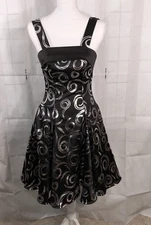 Southeastern Performance Brand Black/Silv Satin Cocktail Evening Wear Dress Sz 2