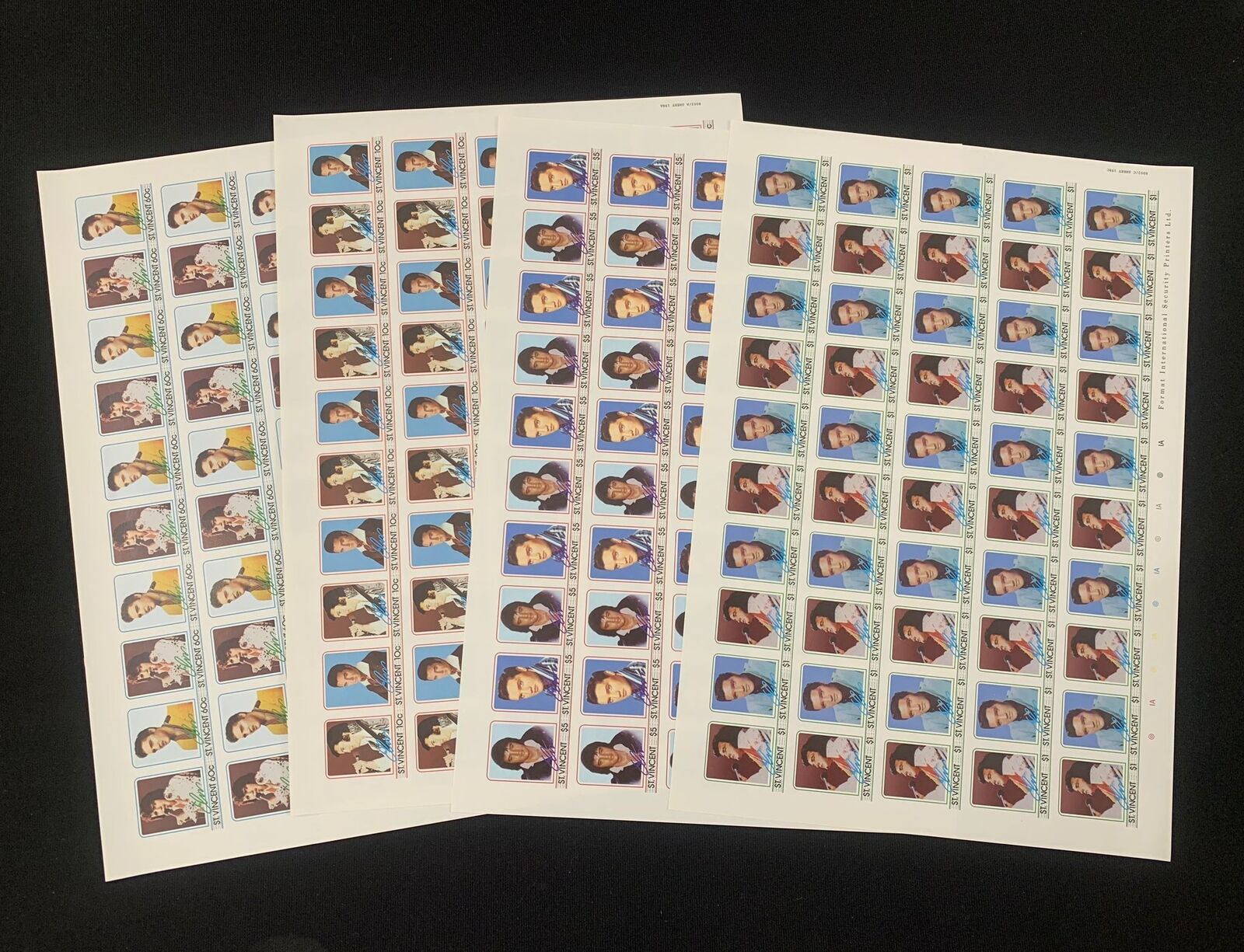 ST Vincent Elvis Music Imperf Sheets MNH x 4 /PK370