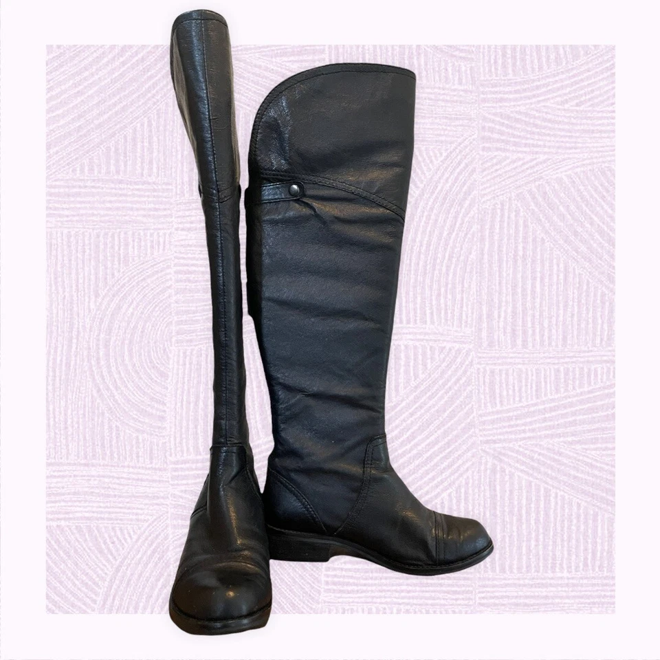 Botas de Montar Gabriella Rocha Sidra Cuero Negro Cremallera Completa Altas Western Talla 7M Foto 2 de 4