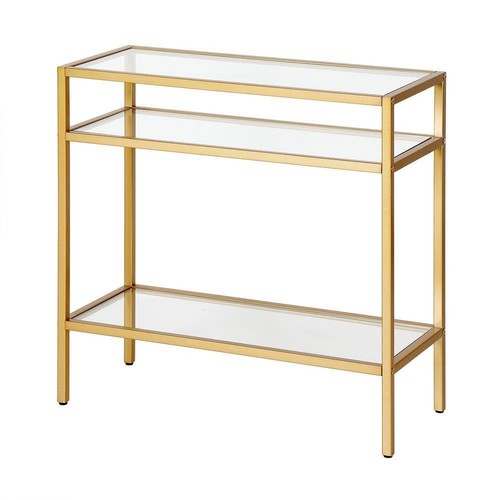 Meyer+Cross End/Side Table 24" H x 24" W x 10" D Glass-Top/Shelf, Metal in Brass - 第 1/7 張圖片