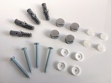 Chrome Screw Cap Set to Hang a Frameless Bathroom Mirror with Drilled Holes