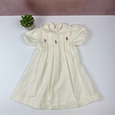 Peaches 'N Cream Cream Ivory Vintage Collared Floral Dress Child Girl Size 5