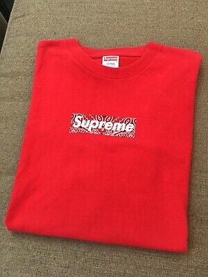 Rare 2001 Supreme Red Paisley Bandana Box Logo Tee Shirt SIZE XL | eBay