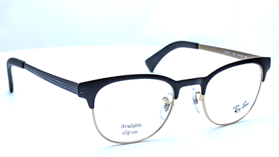 Ray-Ban RB6317 2833 Black on Gold Rectangle Unisex Eyeglasses 49mm 