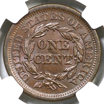 1853 N-27 R-2 NGC MS 64 BN Braided Hair Large Cent Coin 1c | eBay