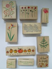 Hero Arts Assorted Designs Wooden Rubber Stamps Floral Leaves Text Card Making
