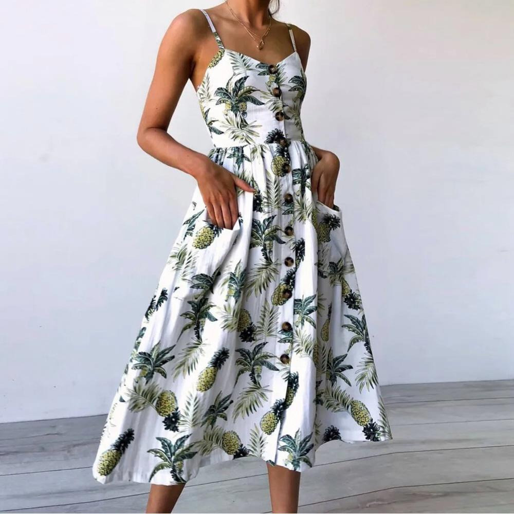 Zara Pineapple Print Sleeveless Midi Dress - image 5