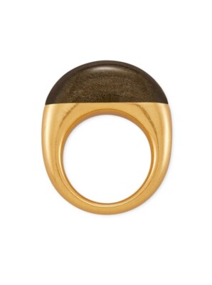 Kendra Scott Kaia Vintage Gold-Plated Obsidian Cocktail Ring; Size 6; NWT